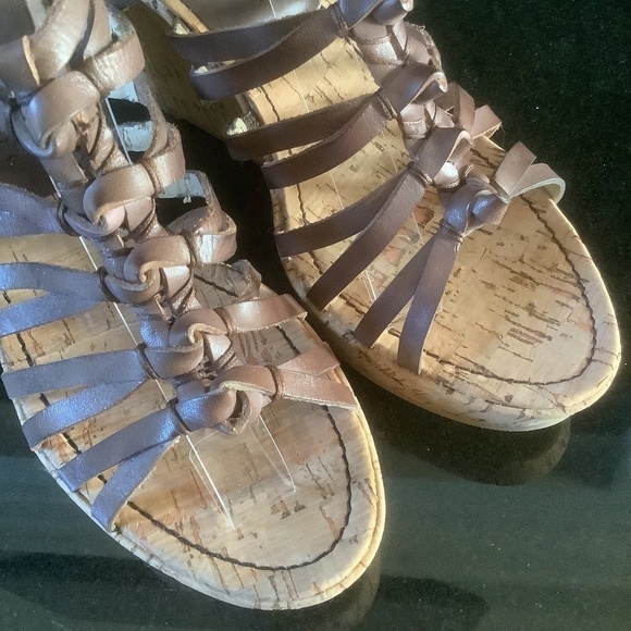 NWT Marc Fisher MFCARNIE Leather Cork Wedge Ankle Strap Sandal Sz 10 - Picture 8 of 16